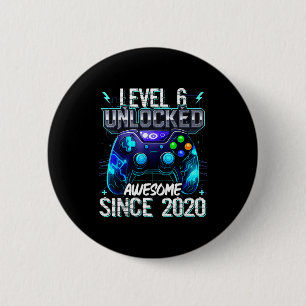 6th Birthday Boy Level 6 Gamer 6 Year Video Game P 6 Cm Round Badge