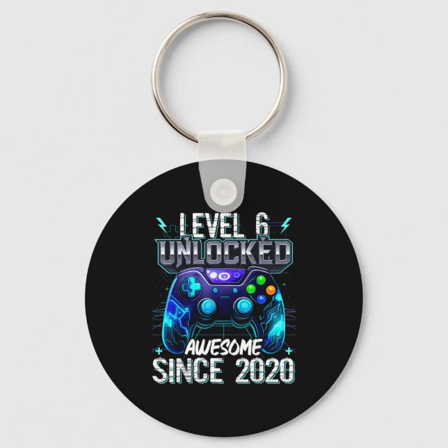 6th Birthday Boy Level 6 Gamer 6 Year Video Game P Key Ring (Front)