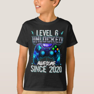 6th Birthday Boy Level 6 Gamer 6 Year Video Game P T-Shirt
