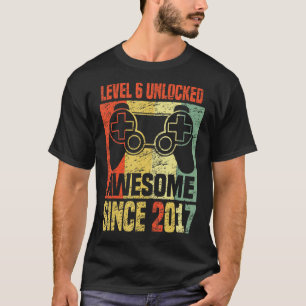 6th Birthday Boy Level 6 Unlocked Awesome 2017 Vid T-Shirt