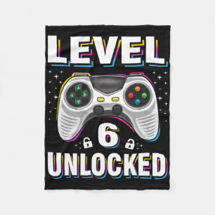 6th Birthday Boy Level 6 Unlocked Video Gamer 6 Ye Fleece Blanket