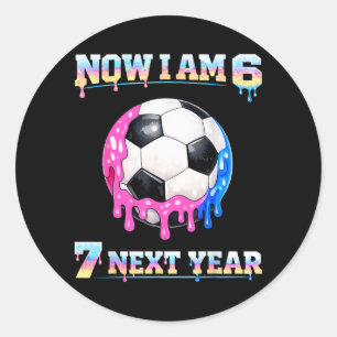 6th Birthday Boy Soccer Ice Cream Drip 67 Meme 6 Classic Round Sticker