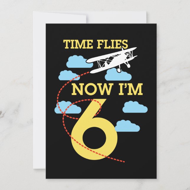 6th Birthday Boys Aeroplane 6 year old Birthday Invitation (Front)
