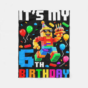 6th birthday building brick 6 years old boys kids fleece blanket