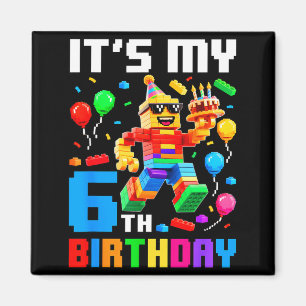 6th birthday building brick 6 years old boys kids magnet
