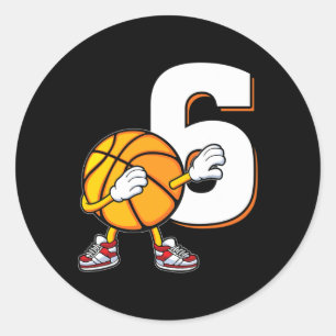 6th Birthday Bysketbyll Player Dabbing 6 Years Old Classic Round Sticker
