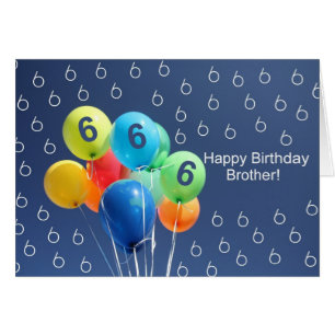 6th Birthday Card coloured balloons Brother