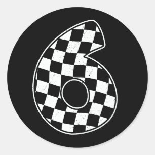 6th Birthday Chequered Number 6 Car Racing Flag  Classic Round Sticker