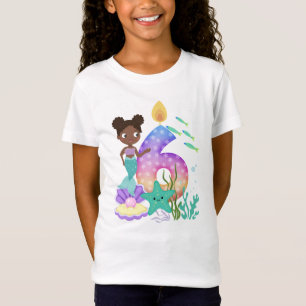 6th Birthday Colourful Mermaid & Sea Creatures T-Shirt