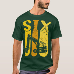 6th Birthday Construction Truck Boys Excavator T-Shirt