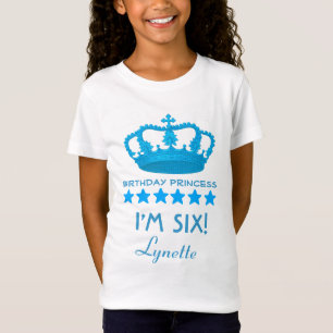 6th Birthday Custom Name Crown and Stars V20A T-Shirt