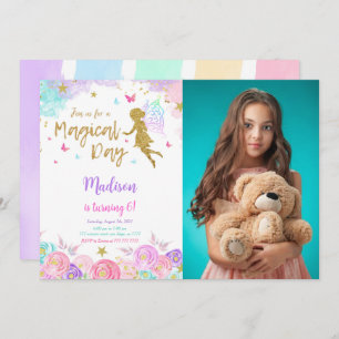 6th Birthday Fairy Party Photo Invitation