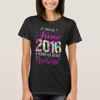 6th Birthday Floral  For Girls Born In June 2016 T-Shirt