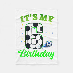 6th Birthday Football Boy Girl Kids Soccer Sports Fleece Blanket