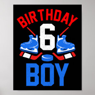 6th Birthday  For Girls Boys 6 Yrs Old Ice Hockey  Poster