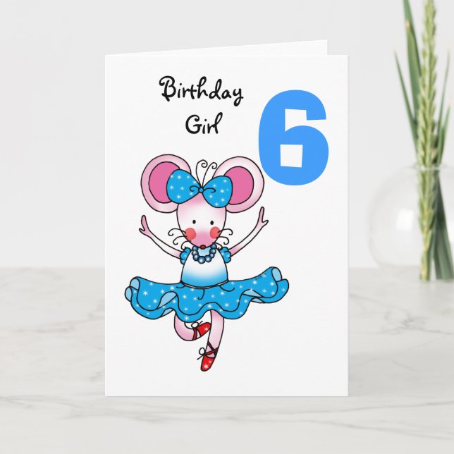 6th birthday gift for a girl, cute ballerina card (Front)