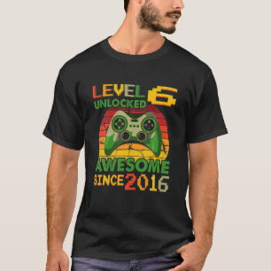 6Th Birthday Gift Level 6 Unlocked Awesome Since 2 T-Shirt