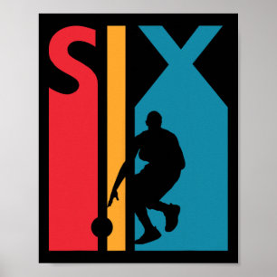 6th Birthday Gift Six Vintage Basketball 6 Year Ol Poster