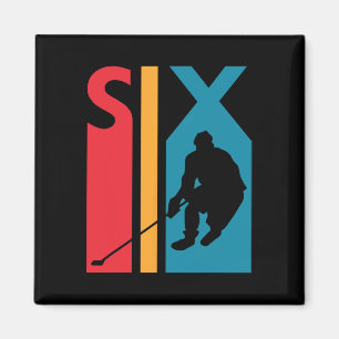 6th Birthday Gift Six Vintage Hockey Birthday 6 Ye Magnet