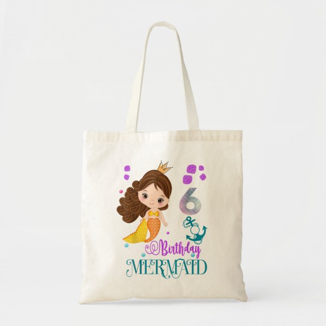 6th Birthday Gifts Birthday Girls 6 Years Old Merm Tote Bag (Front)