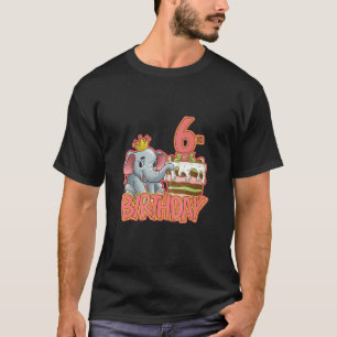 6th Birthday Girl Cake Elephant T-Shirt