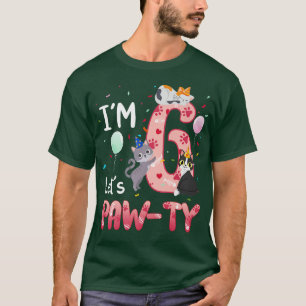 6th Birthday  Girl Cat Kitten 6 Years Old Bday Par T-Shirt