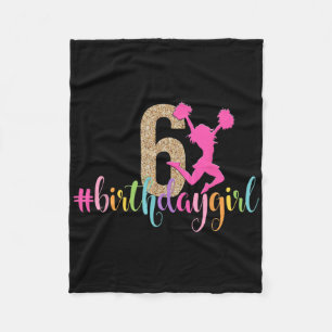 6th Birthday Girl Cheerleader Rainbow Cheerleading Fleece Blanket
