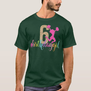 6th Birthday Girl Cheerleader Rainbow Cheerleading T-Shirt