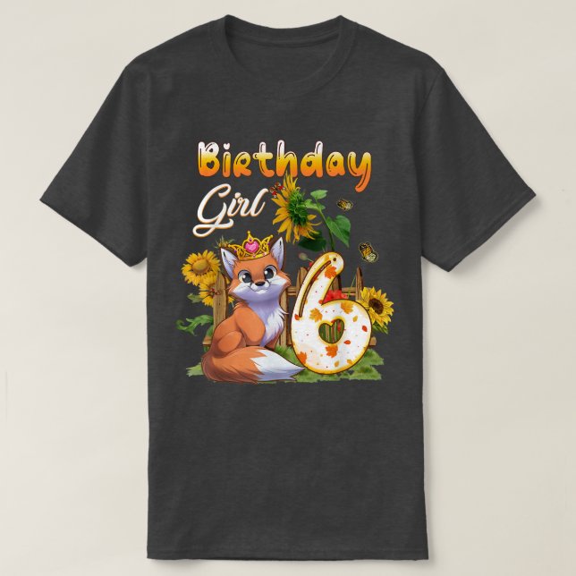 6th Birthday Girl Fo Birthday 6 Year Old Fo Animal T-Shirt (Design Front)