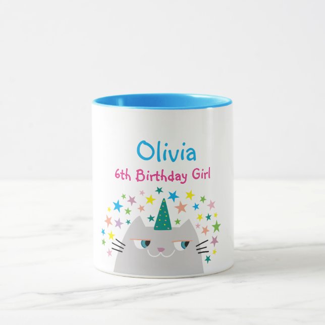 6th Birthday Girl Name Mug (Center)