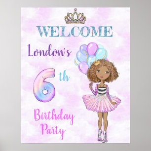 6th Birthday Girl Princess African American Poster