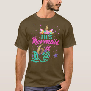 6th Birthday Girl Unicorn Shirt Mermaid Tail 6 Yea