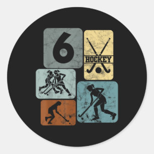 6th Birthday Girls Field Hockey 6 Years Of Hockey Classic Round Sticker