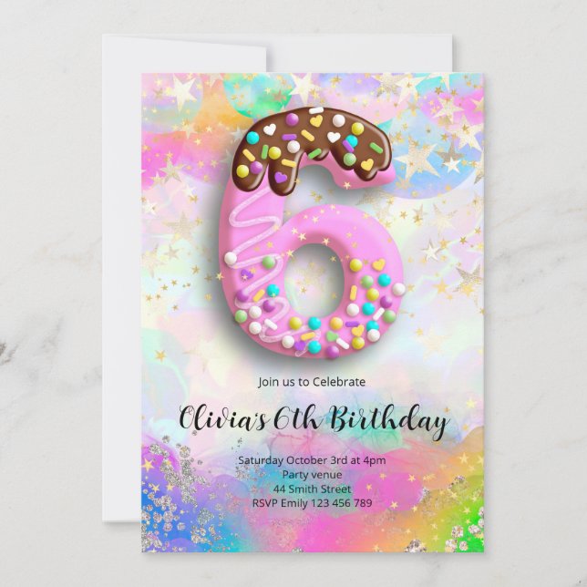 6th Birthday Girls Invitation (Front)