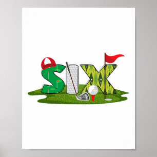 6th Birthday Golf Theme 6 Year Old Kids Sport Part Poster