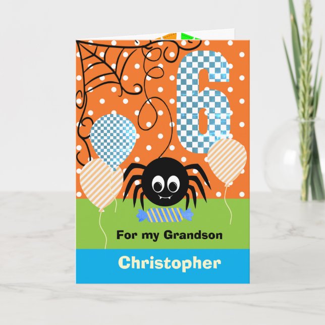 6th Birthday Halloween for Grandson Card (Front)