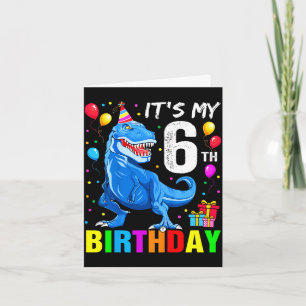 6th birthday happy 6 year t-rex shirt boys card