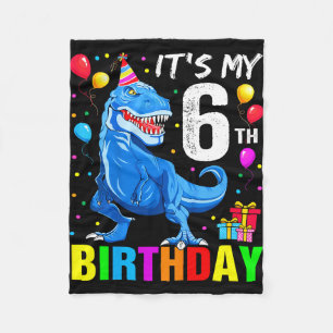 6th birthday happy 6 year t-rex shirt boys fleece blanket