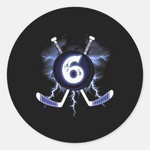 6th Birthday - Ice Hockey sport 6 years old  Classic Round Sticker