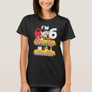 6th Birthday I'm 6 Year Old Little Theme Farm Anim T-Shirt