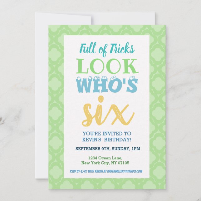 6th Birthday Invitation Sayings (Front)