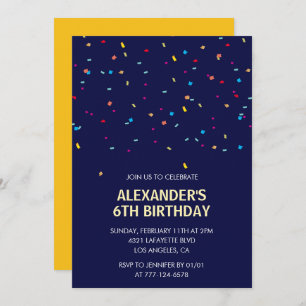 6th birthday invitations Boy Confetti Modern