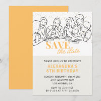 6th birthday invitations Save the date Lunch