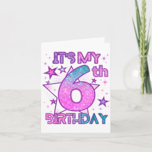 6th birthday k-pop girl 6 year birthday party kids card