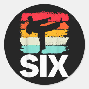 6th Birthday Karate Retro Taekwondo Martial Arts Classic Round Sticker
