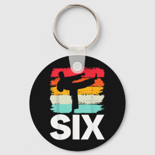 6th Birthday Karate Retro Taekwondo Martial Arts Key Ring