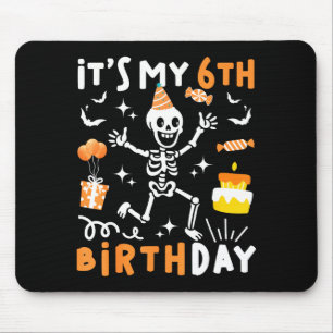 6th birthday kids funny skeleton 6th birthday mouse pad