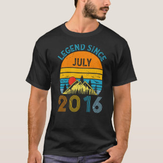 6th Birthday Legend Since July 2016 Vintage 6 Year T-Shirt