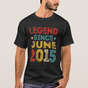 6Th Birthday Legend Since June 2015 Distressed 6 Y T-Shirt