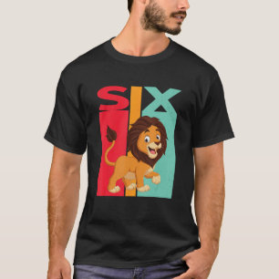 6th Birthday Leo Lion Zodiac Retro Girl Boy 6 Year T-Shirt